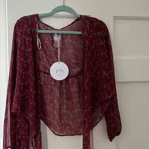 Princess Polly floral tie up blouse size 8